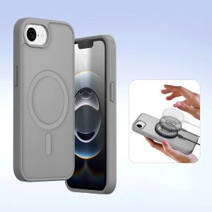 Etui skórzane do iPhone 16e Dux Ducis Lawa z portfelem MagSafe szare 2