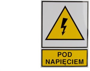 Tabliczka /znak ostrzegawczy/ TZO 105X148S /POD NAPIĘCIEM/ E04TZ-01011130800 /10szt./ 1