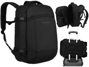 Czarny plecak podróżny z komorą próżniową i portem USB - Peterson NoSize 2