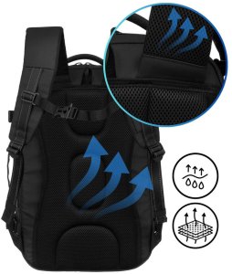 Czarny plecak podróżny z komorą próżniową i portem USB - Peterson NoSize 8