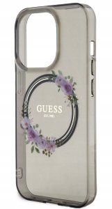 Guess Guess Pc/Tpu Flowers Ring Glossy Logo Magsafe Case For Iphone 13 Pro Czarne 3