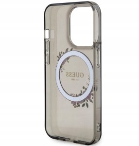 Guess Guess Pc/Tpu Flowers Ring Glossy Logo Magsafe Case For Iphone 13 Pro Czarne 4