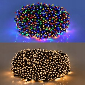Lampki CHOINKOWE Zewnetrzne Wewnętrzne 100 LED 10M BIAŁE CIEPŁE DEKORACYJNE 11