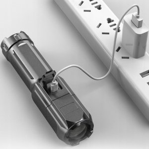 LATARKA XPE 300m WODOSZCZELNA USB ABS Militarna WYTRZYMAŁA MOCNA 13cm 5W 6