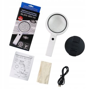 Lupa SZKŁO POWIĘKSZAJĄCE 8x LED Stojak ZASILANIE USB/Baterie 11x LAMPKA 2