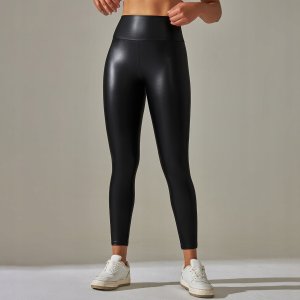 ITIMPORT Legginsy MODNE Wysoki Stan MODELUJĄCE Elastyczne PUSHUP CZARNE XXL 9