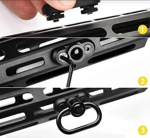 Montaż ZAWIESZENIA do SZYNY M-LOK QD Uchwyt OBROTOWY ADAPTER AR15 + KLUCZ 8