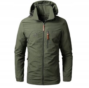 KURTKA MĘSKA PRZECIWDESCZOWA Softshell KHAKI Wodoodporna WIATRÓWKA roz. L 1