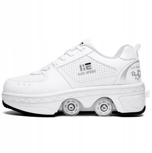 BUTOROLKI BUTY ROLKI Z KÓŁKAMI ROLKAMI PODŚWIETLANE 7-LED UNISEX BIAŁE r.42 2