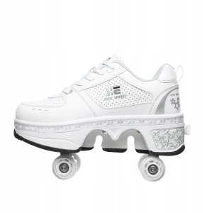 BUTOROLKI BUTY ROLKI Z KÓŁKAMI ROLKAMI PODŚWIETLANE 7-LED UNISEX BIAŁE r.41 3