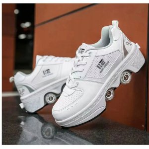 BUTOROLKI BUTY ROLKI Z KÓŁKAMI ROLKAMI PODŚWIETLANE 7-LED UNISEX BIAŁE r.41 4