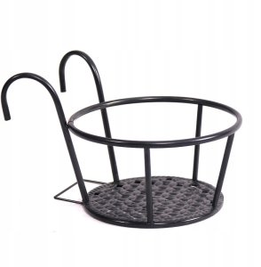 DONICA Doniczka Balkonowa NA BALKON WISZĄCA METALOWA STELAŻ Czarna 22cm 1