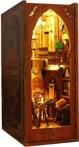 DIY Drewniane PUZZLE 4D OŚWIETLENIE BIBLIOTEKA PODPÓRKA NA PÓŁKĘ DO KSIĄŻEK 1