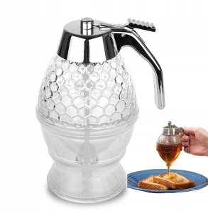 DOZOWNIK Dyspenser do SYROPU MIODU DZBANEK 240ml 15cm GOFRY WYGODNY 1