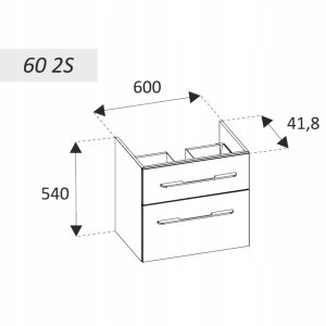 AQ.401-164363 / AQUAFORM / MADRID / SZAFKA PODUMYWALKOWA WISZĄCA 2S 60 FUME MATT / 60X41,8X54 / 6
