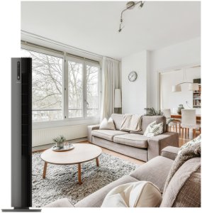 Climative Pure Air Plasma wentylator kolumnowy z jonizacją plazmową 450m3h silnik DC 30W 12 prędkości cichy 32dB oscylacja 90 stopni do domu i biura 2