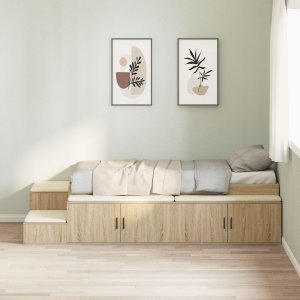 vidaXL Łóżko do przechowywania  Dąb Sonoma 90x200 cm 1