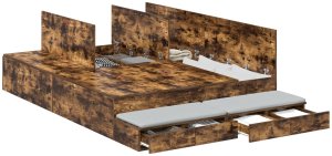 vidaXL Rama łóżka Brązowa Drewno inżynieryjne 135,5 x 190 x 31,5 cm 2