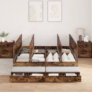 vidaXL Rama łóżka Brązowa Drewno inżynieryjne 135,5 x 190 x 31,5 cm 4