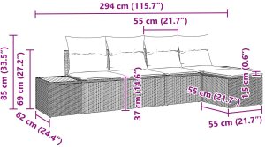 vidaXL 5-częściowy zestaw sof ogrodowych z poduszkami Beżowy Polirattan Akacja 8