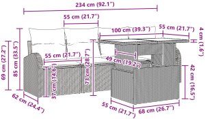 vidaXL Zestaw 5-częściowy Sofa Ogrodowa z Poduszkami Beżowy Polirattan 10