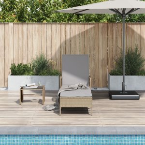 vidaXL Leżak Słoneczny Beżowy i jasnoszary Rattan PE 157 x 55 x 92 cm 3