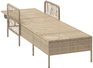 vidaXL Leżak Słoneczny Beżowy i jasnoszary Rattan PE 157 x 55 x 92 cm 5