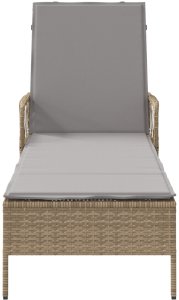 vidaXL Leżak Słoneczny Beżowy i jasnoszary Rattan PE 157 x 55 x 92 cm 6