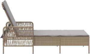 vidaXL Leżak Słoneczny Beżowy i jasnoszary Rattan PE 157 x 55 x 92 cm 7