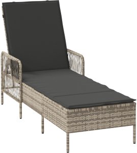 vidaXL Leżak Jasnoszary PE Rattan 157 x 55 x 92 cm Składany 2