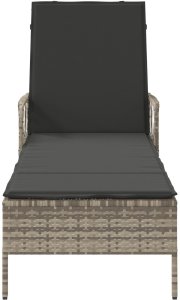 vidaXL Leżak Jasnoszary PE Rattan 157 x 55 x 92 cm Składany 6