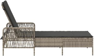 vidaXL Leżak Jasnoszary PE Rattan 157 x 55 x 92 cm Składany 7