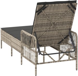 vidaXL Leżak Jasnoszary PE Rattan 157 x 55 x 92 cm Składany 8