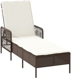 vidaXL Leżak Brązowo-kremowy Rattan PE 157 x 55 x 92 cm Składany 2