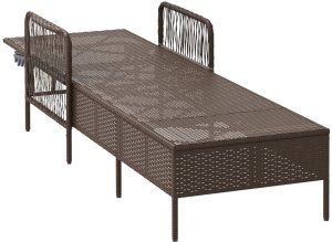 vidaXL Leżak Brązowo-kremowy Rattan PE 157 x 55 x 92 cm Składany 5