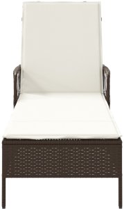 vidaXL Leżak Brązowo-kremowy Rattan PE 157 x 55 x 92 cm Składany 6