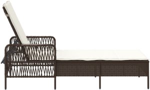 vidaXL Leżak Brązowo-kremowy Rattan PE 157 x 55 x 92 cm Składany 7