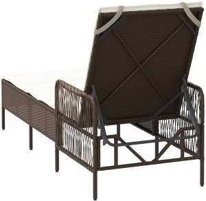 vidaXL Leżak Brązowo-kremowy Rattan PE 157 x 55 x 92 cm Składany 8