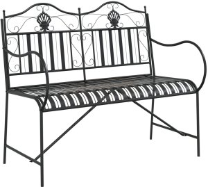 vidaXL Ławka metalowa Czarna Metal Standardowa Wstawki dekoracyjne 2