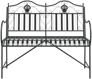 vidaXL Ławka metalowa Czarna Metal Standardowa Wstawki dekoracyjne 4