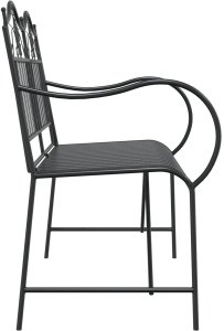 vidaXL Ławka metalowa Czarna Metal Standardowa Wstawki dekoracyjne 5