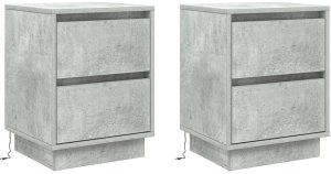 vidaXL Szafki nocne z taśmami LED 2 szt. Szary beton 39x34.5x50 cm 2