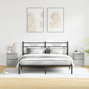 vidaXL Szafki nocne z taśmami LED 2 szt. Szary beton 39x34.5x50 cm 5