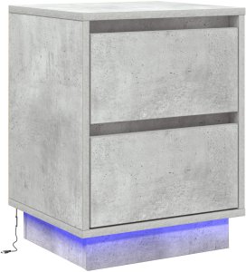 vidaXL Szafki nocne z taśmami LED 2 szt. Szary beton 39x34.5x50 cm 6