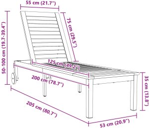 vidaXL Leżak Słoneczny drewno Drewno akacjowe z ramą metalową 10