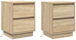 vidaXL Szafki nocne z oświetleniem LED 2 szt. Dąb sonoma 39x34.5x50 cm 2