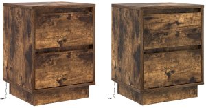 vidaXL Szafki nocne z taśmami LED 2 szt Dymiony dąb 39x34,5x50 cm (869619) 2