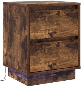 vidaXL Szafki nocne z taśmami LED 2 szt Dymiony dąb 39x34,5x50 cm (869619) 6