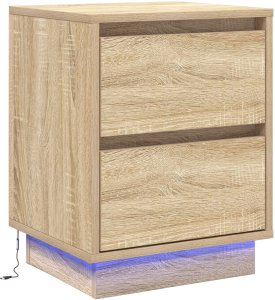 vidaXL Szafka nocna z oświetleniem LED Dąb Sonoma 39x34,5x50 cm 2
