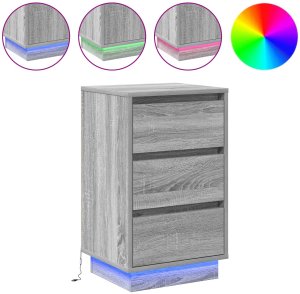 vidaXL Szafka nocna z LED Szary Sonoma 39x34,5x65 cm Drewno inżynieryjne 4